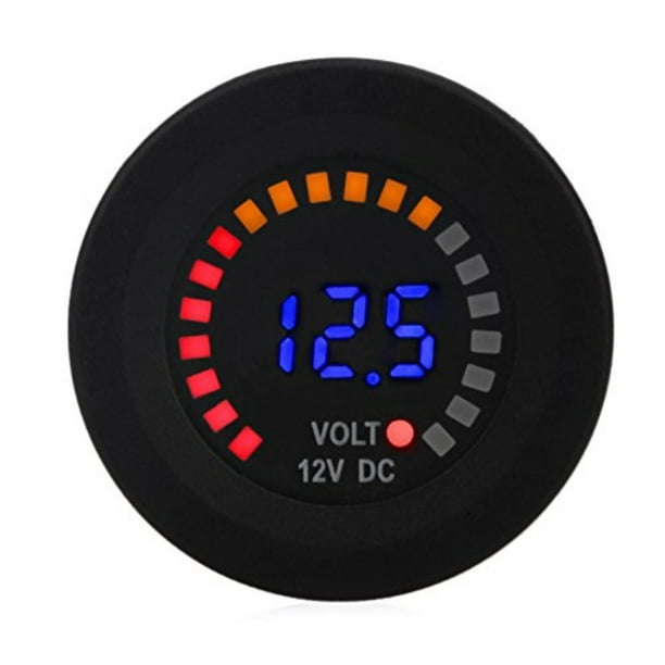 Red ShapeW MIC-VM DC 12V LED Display Voltmeter Waterproof for Boat Marine Vehicle Motorcycle Truck ATV UTV Car Camper Caravan Blue Digital Round Panel,